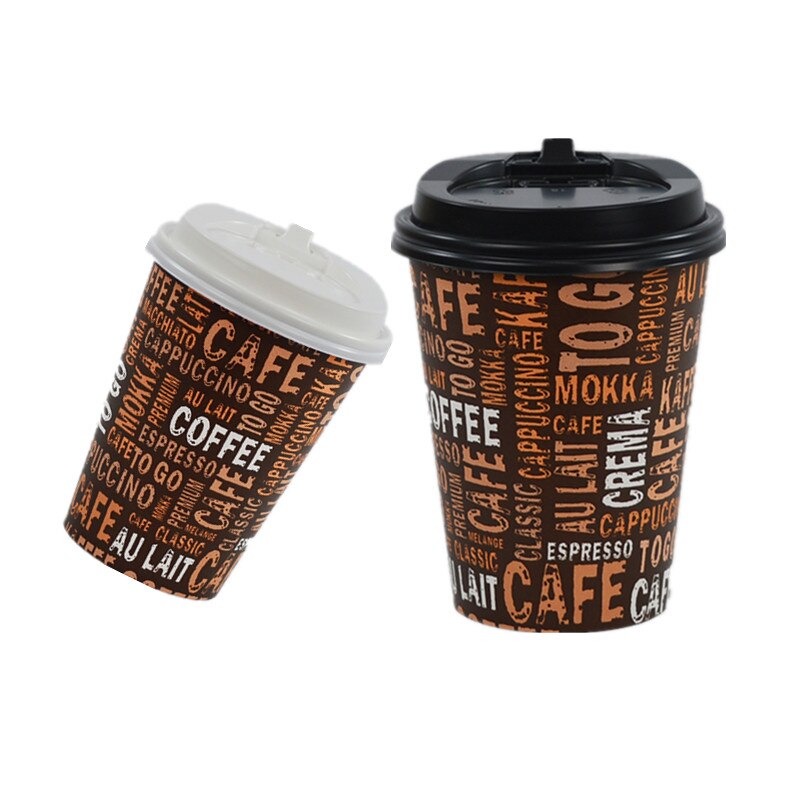 50 Stuks Wegwerp Koffie Cup 250 Ml 400 Ml 500 Ml Melk Thee Drink Cup Party gunsten Paper Cups Met Deksel