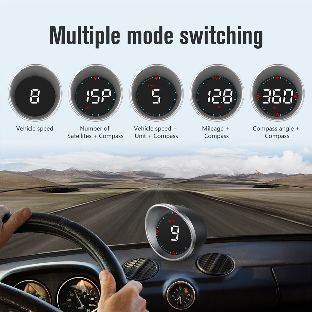 Affichage HUD de voiture, Riloer Car Universal Head Up Display GPS Digital Speedometer for Car Truck with Overspeed Warning Fatigue Alarm Driving Speed MPH KM/H 2 Display Model