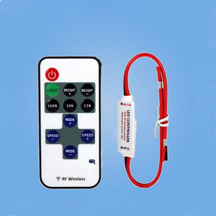 Rf11- toetsen mini led-controller 5-24v draadloze rf monochrome lichtstrip dimmerregelaar enkele afstandsbediening enkele uitgang