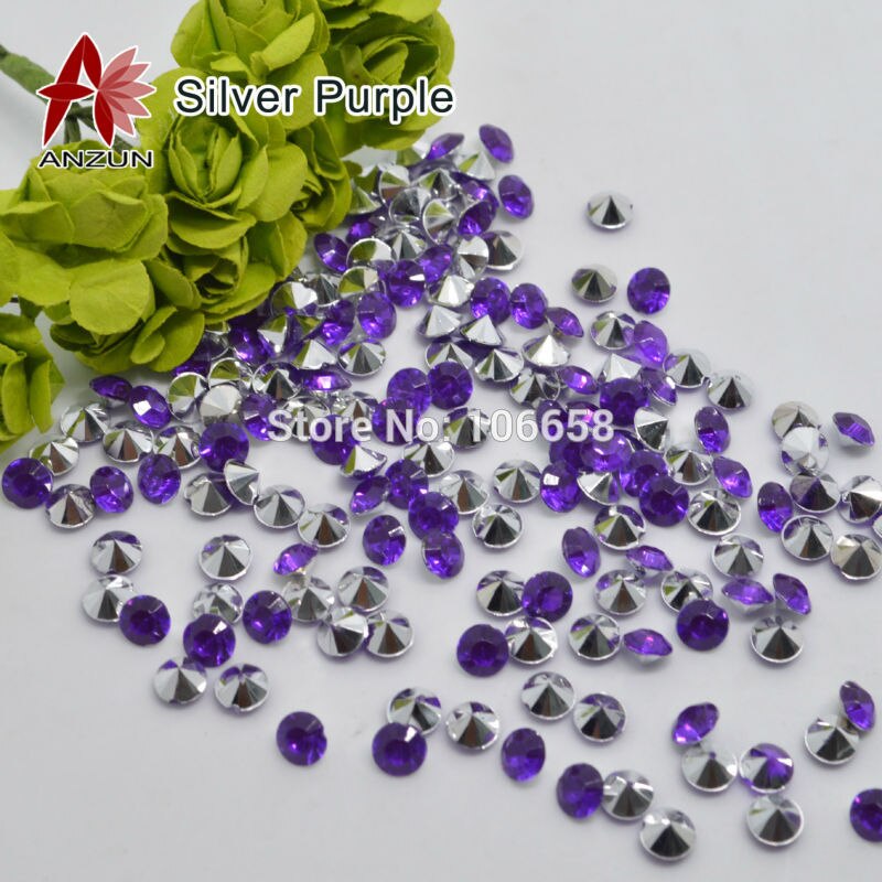 1000 st 4.5 mm bröllopsfest dekoration diamant konfetti bord scatters dekoration akryl kristaller blå med silver: Silverlila