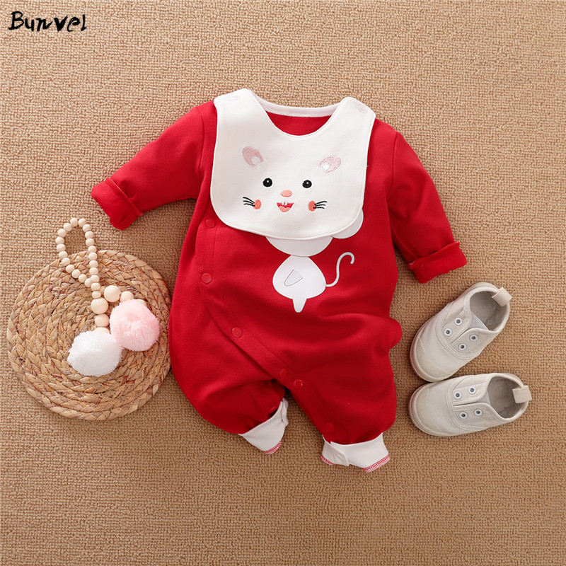 Bunvel Frühling Infant Baby Mädchen Jungen Overall Langarm Strampler Cartoon Fuchs Muster Neugeborenen Kostüm Outfits