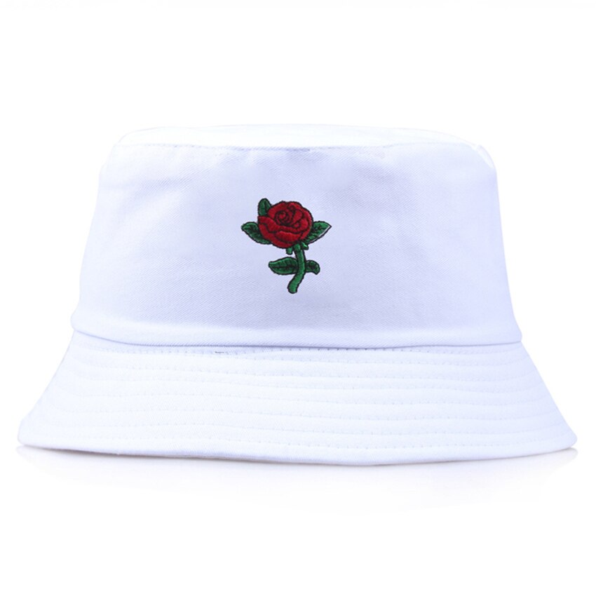 Summer Embroidery Rose Cotton Polyester Mix Material Fisherman&#39;s Cap for Women Outdoor Shade Soft Classic Panama Bucket Hat F81