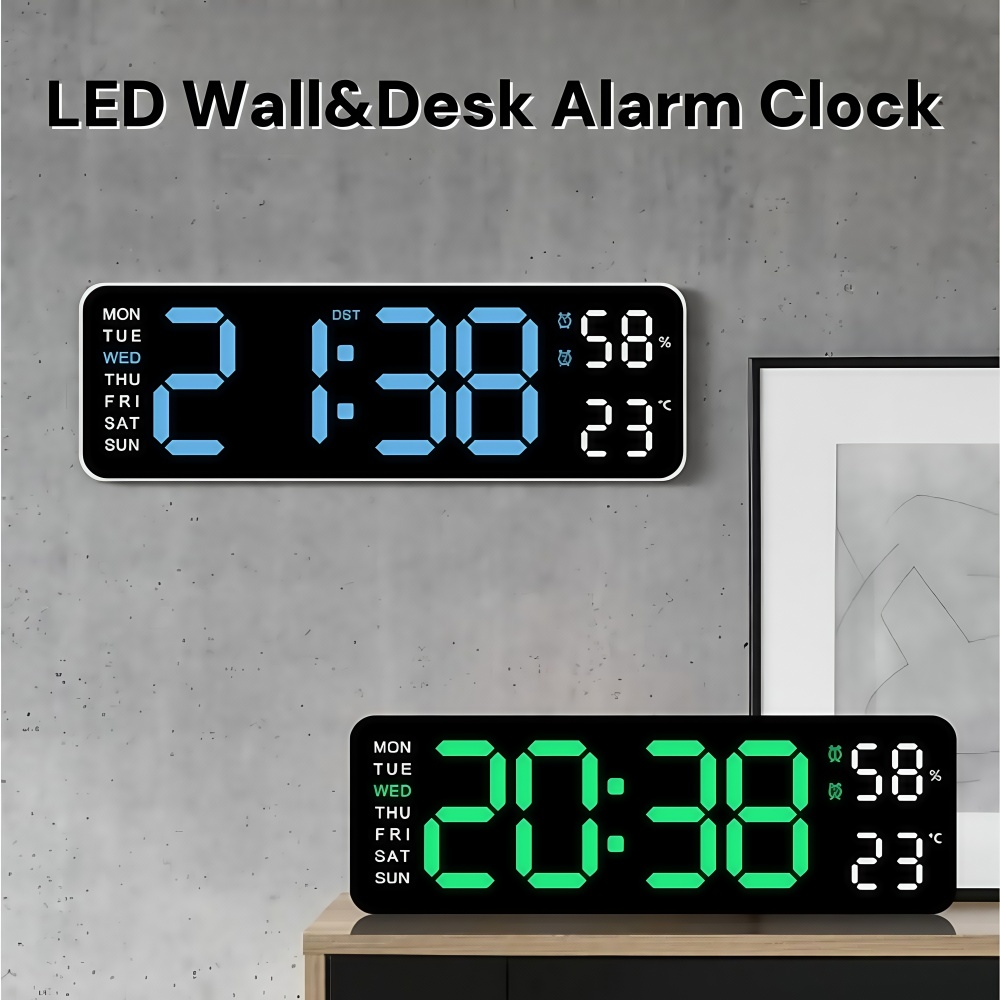 Clock Timer /kitchen/Learning Timer - Battery & USB Powered Dual Alarm Clock ，Temperature， Calendar, Auto-Dim