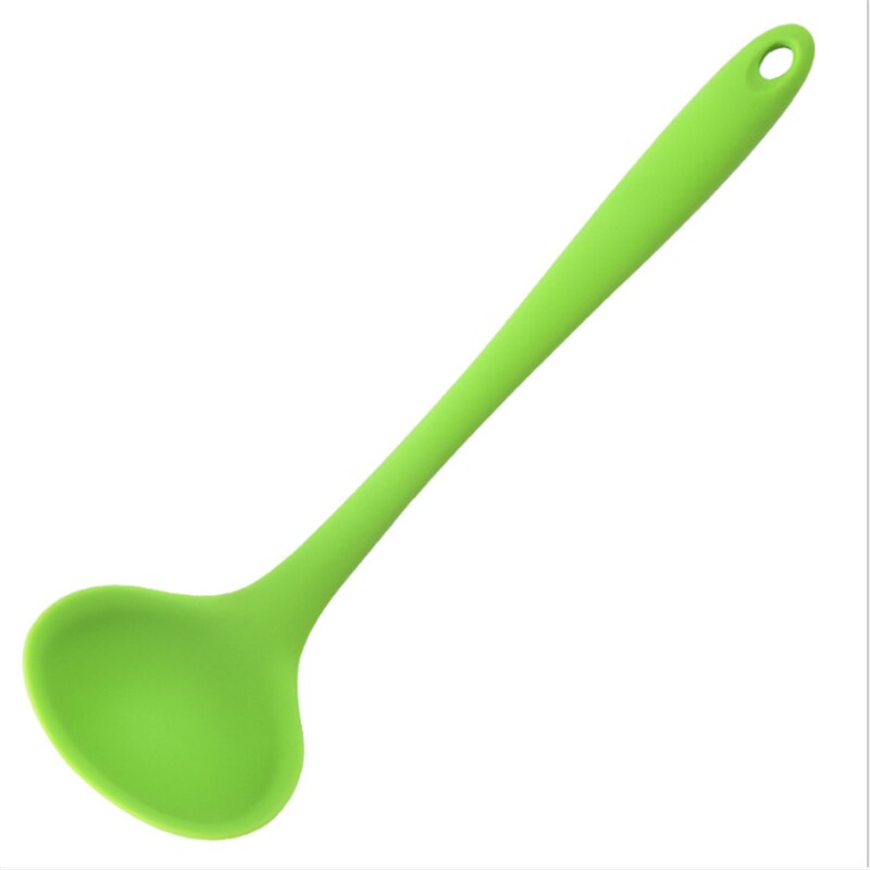 Cuchara sopera de silicona para cocina, utensilios de cocina antiescaldadura, cuchara, utensilios de cocina, forma de platos de cocina, 7z: green