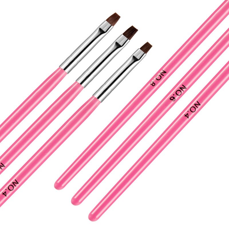 3Pcs Roze Rij Puntjes Dot Builder Platte Schilderij Kristal Carving Uv Gel Nail Art Acryl Polish Tips Pen Borstel manicure Tools Set