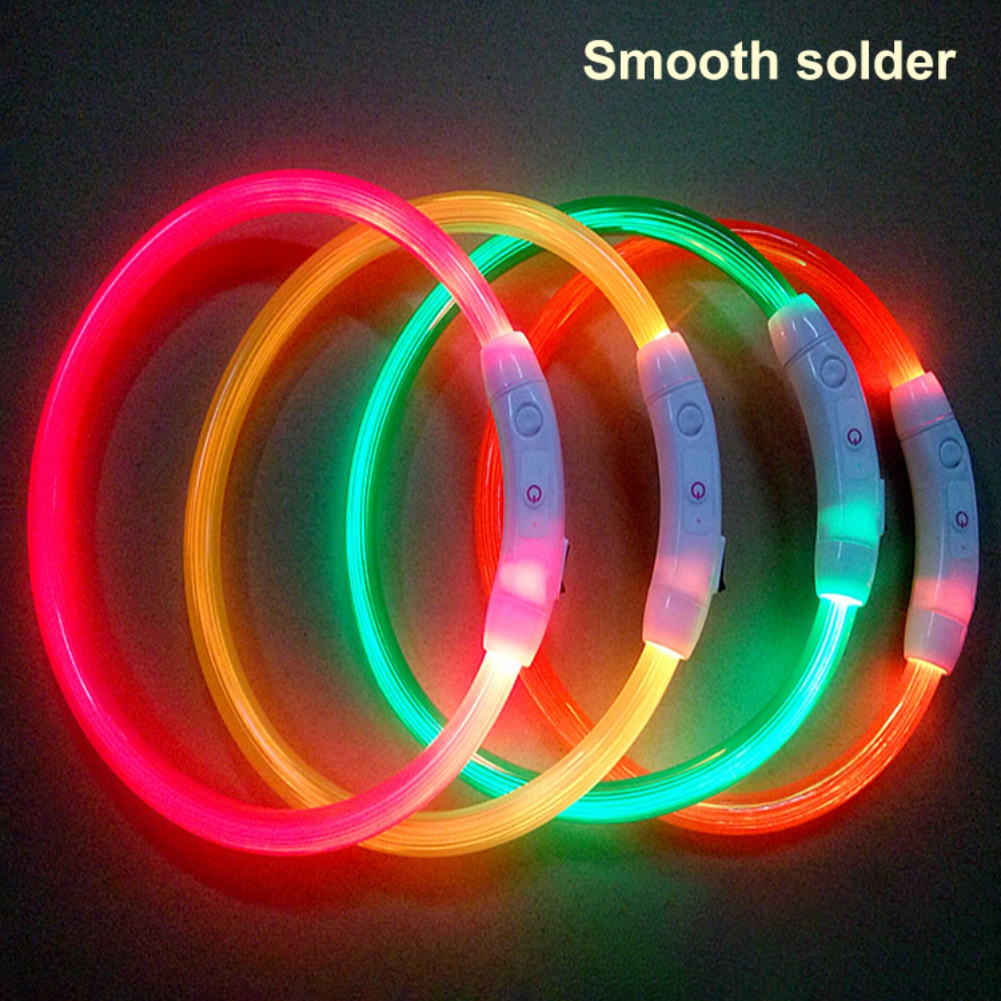 Glowing Pet Dog Collar Rechargeable Led Dog Collar Anti-Lost Dog Collar Luminous LED Night Safety Flashing Light Up Pet Necklace