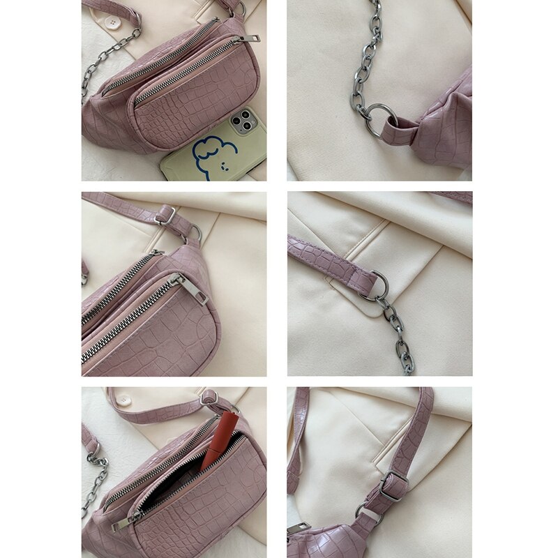 Krokodil Patroon Vrouwen Riem Tas Mode Pu Lederen Schouder Tas Outdoor Sport Borst Zak