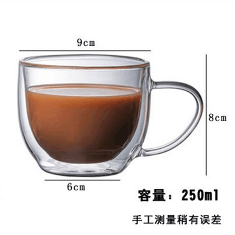 Kubek szklany w kształcie serca z podwójnymi ściankami, odporny na działanie wody, kubek robić herbaty kungfu, kubek robić mleka i soku z cytryny, kubek robić picia, kubek robić kawy dla miłośników: C 250ml