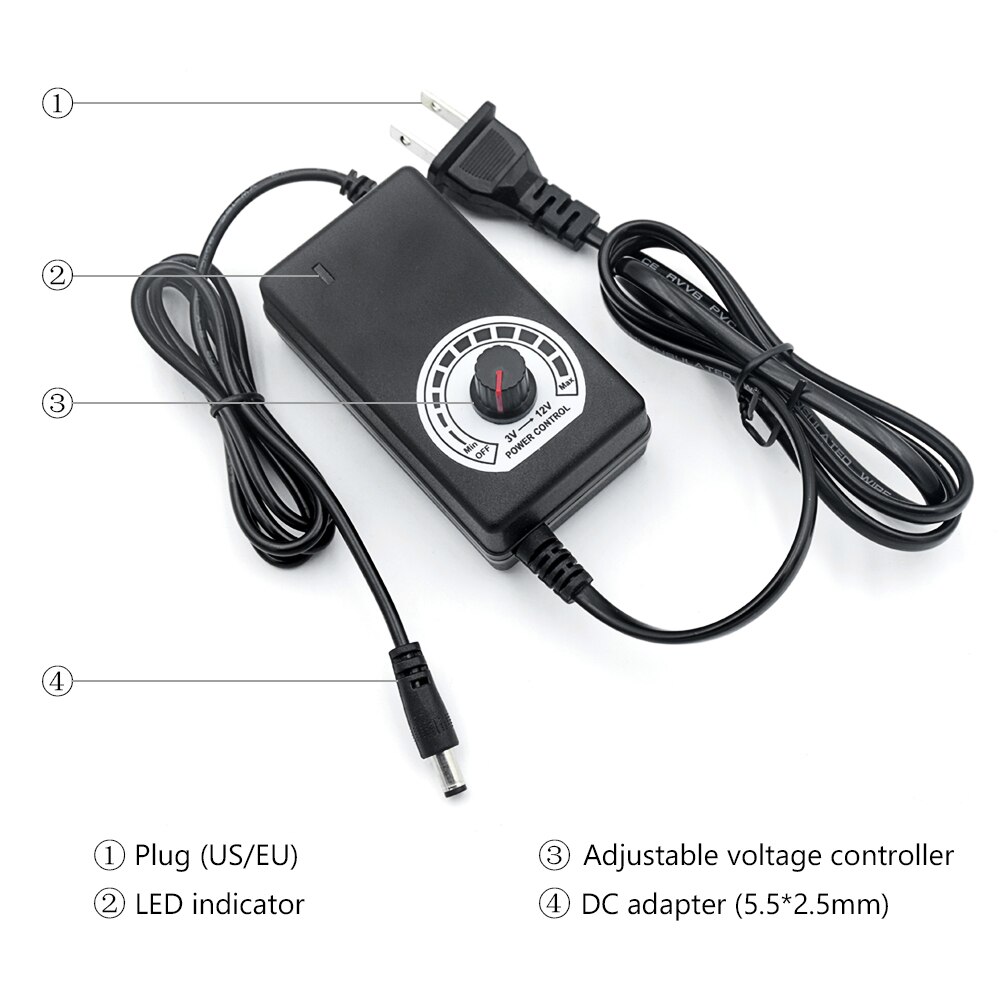 Adjustable Power Adatper 3 9 12 24 V Volt AC 100-240V Supply Power Switching r AC To DC 3V 9V 12V 24V Universal Adapter Charge