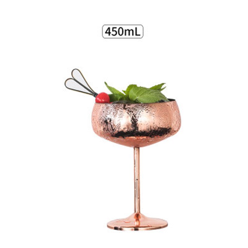 Stainless Steel Cocktail Glass Silver Rose Cocktail Juice Drink Champagne Goblet Party Barware Kitchen Tools 1pcs