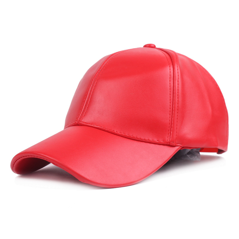 Damer og menn hatt pu skinn baseballcaps visir lys brett solid herre hiphop-caps utendørs solhatt justerbare sportscapser