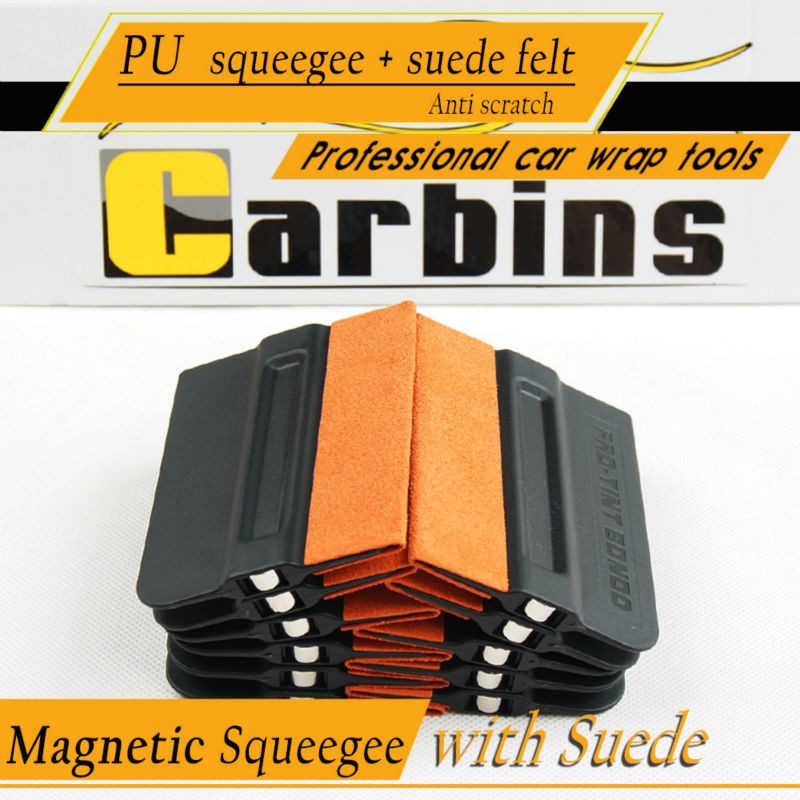 CARBINS Magnetic black squeegee with suede felt high wear resistance rubber scraper squeegee car tint film sticker wrap tool