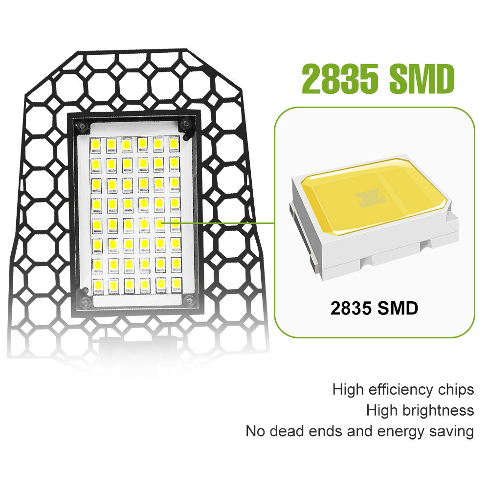 200w led-garagepære  e27/e26 lamper 100w deformerbar foldbar til hjemmelager 150w værksted, kælder  ac85v-265v 3000k/6000k