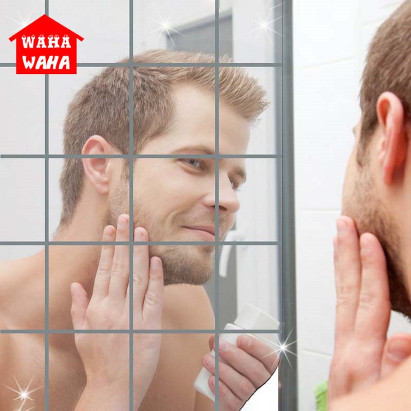 Specchio quadrato deprecativo autoadesivo specchio da parete adesivi specchio da bagno soggiorno decorazione da parete specchio per arredamento fai da te per la casa