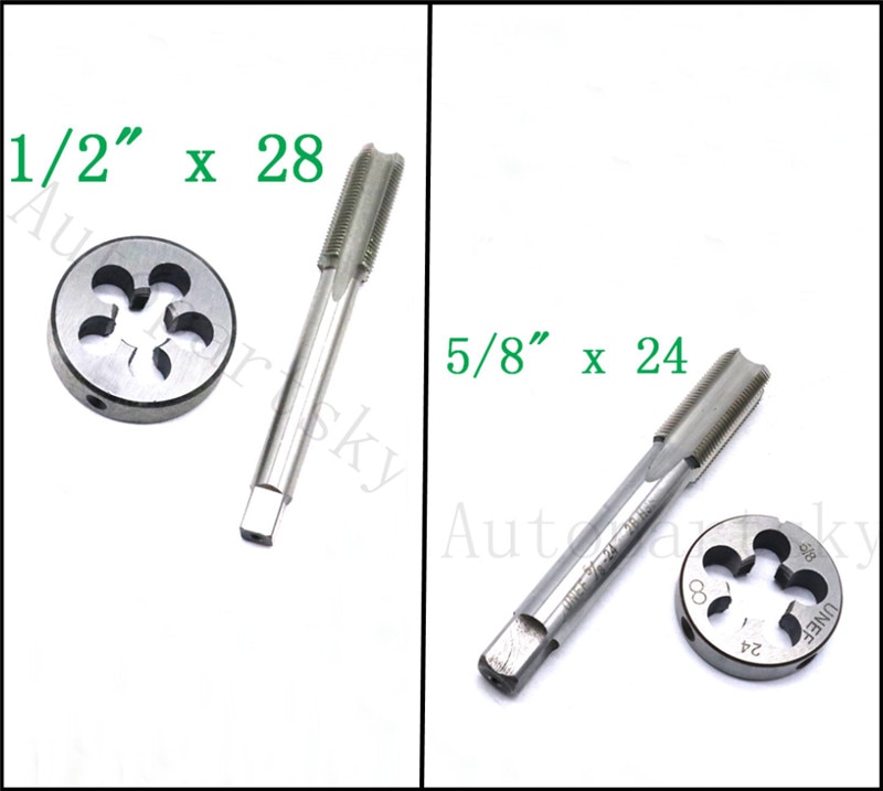 1/2"-28 (1/2" x 28) or 5/8"-24 (5/8x24) UNF HSS Threading Thread Tap and Die Set with