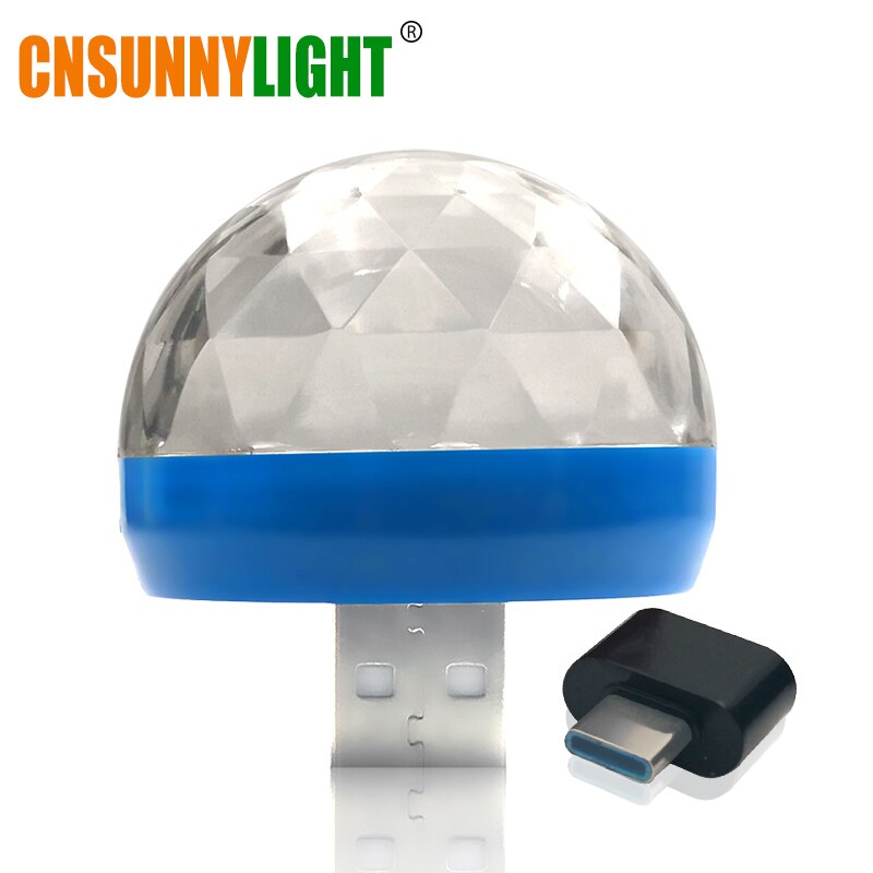 Cnsunnylight mini led auto decoratieve interieur neonlampen usb sfeerlicht dj rgb kleurrijke muzieklamp disco feest autostyling: Blauw met usb c