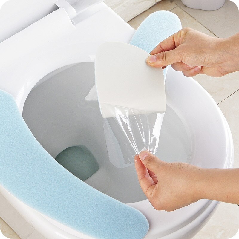 1 * cubierta de asiento del inodoro de WC pasta protector para asiento de inodoro lavable baño asiento calentador tapa de inodoro de Closestool pegajoso asiento Mat
