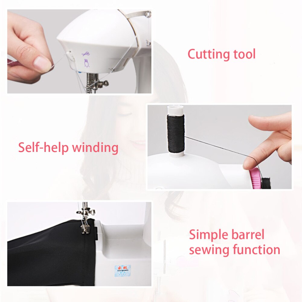 Mini Stitch Sewing Machine Portable Sewing Machine Auto Winding Mending Machine with Light with US Plug )