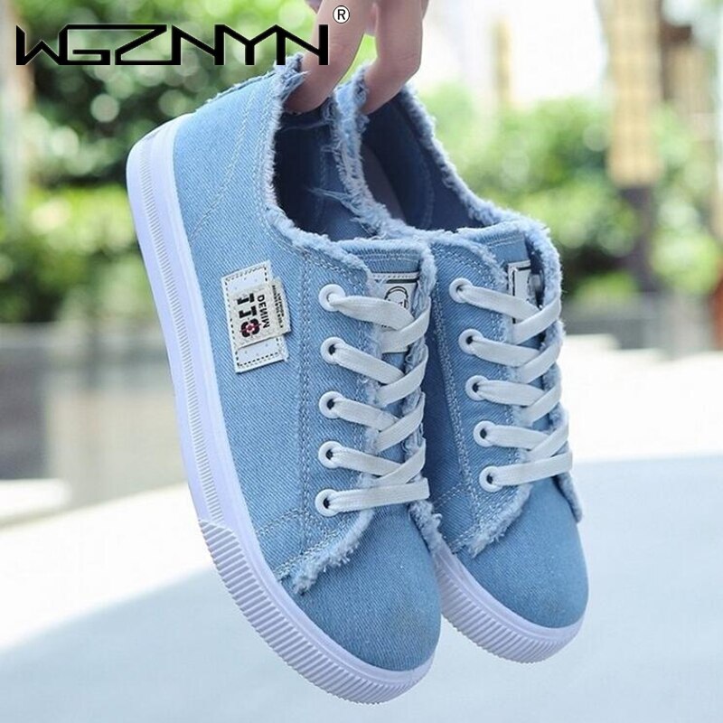 Canvas Schoenen Vrouw Sneakers Lace-Up Sneakers Voor Vrouwen Mode Denim Casual Sport Shoe Wit Trainers Zapatos mujer