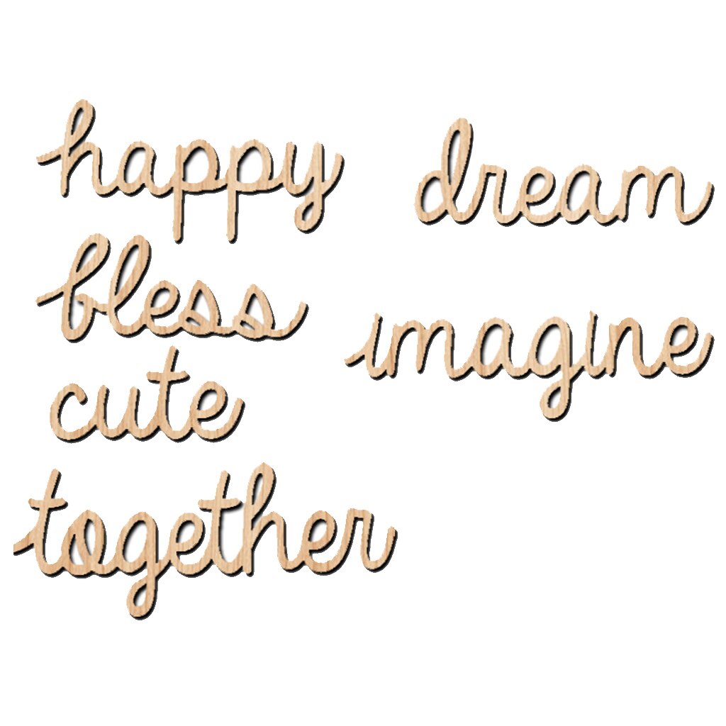 6pcs Natural Wood Cut Words Wood Crafts Home Decor Scrapbook