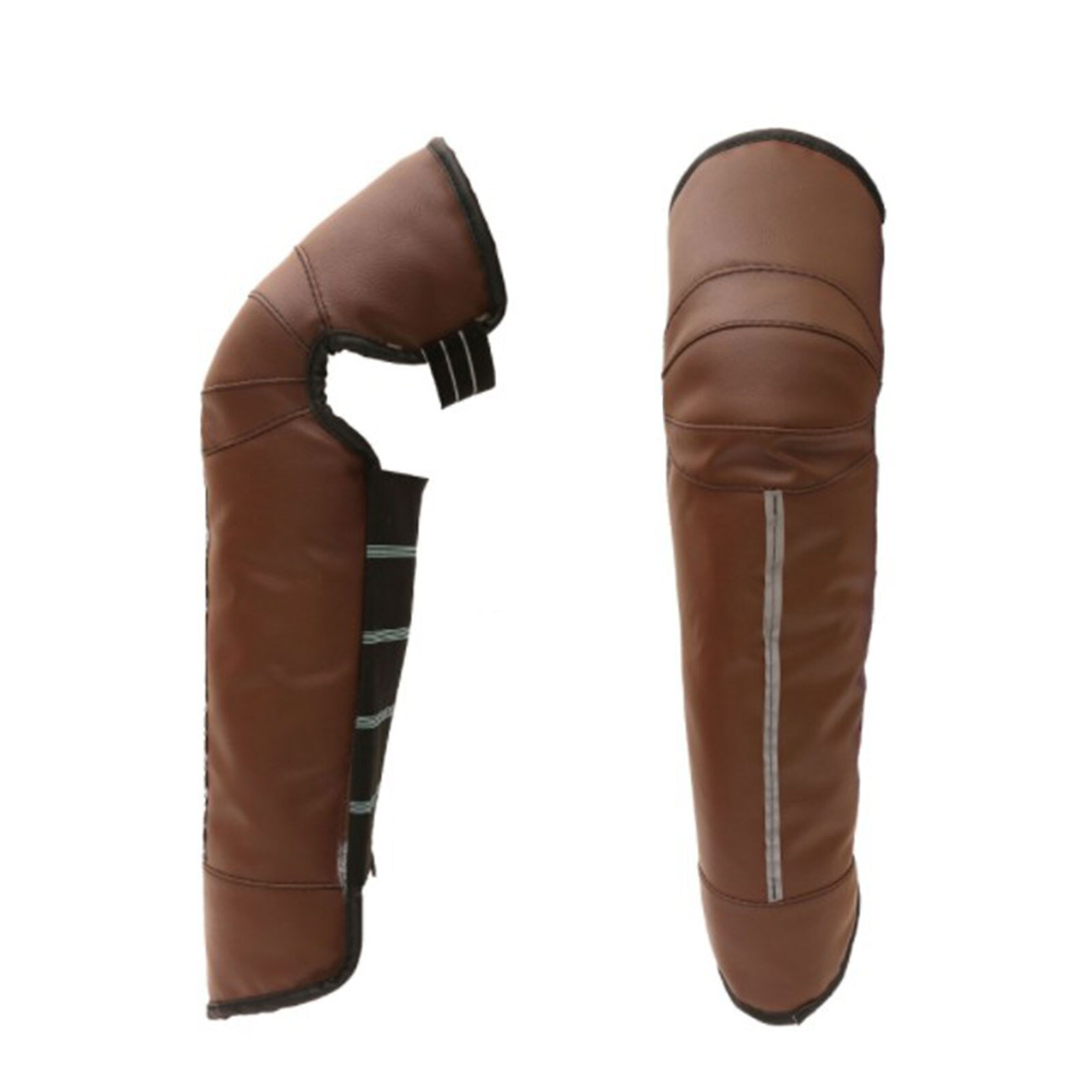 PU Leather Half Chaps Motorcycle Protective Knee Pad With Reflective Strip Thick Ski Knee Protector Waterproof Leg Warmer Moto