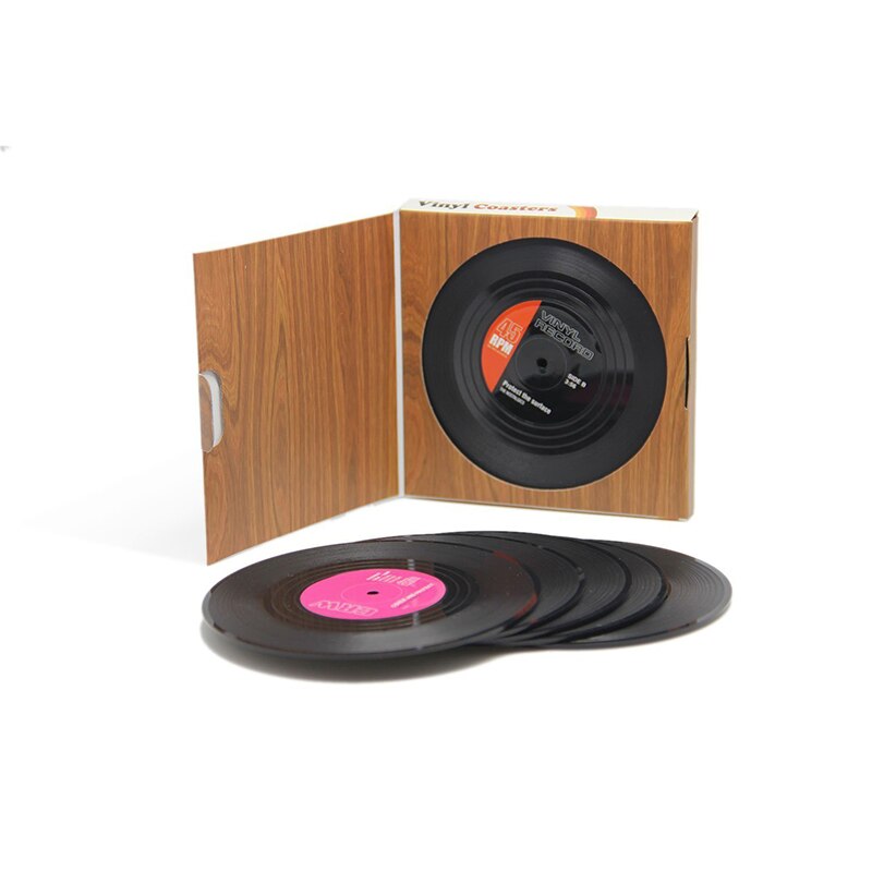 retro vinyl drikkunderlag bordkoppmatte hjemmedekorasjon cd tallerken kaffedrikk kopp serveringsbord servise dekor koppmatte forsyninger
