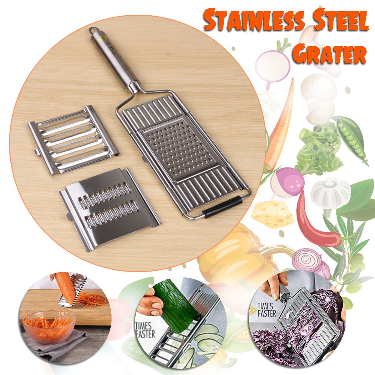 3 In 1 Multifunctionele Groentesnijder Rvs Fruit Dunschiller Rasp Shredders Voedsel Chopper Cutter Kitchen Tools