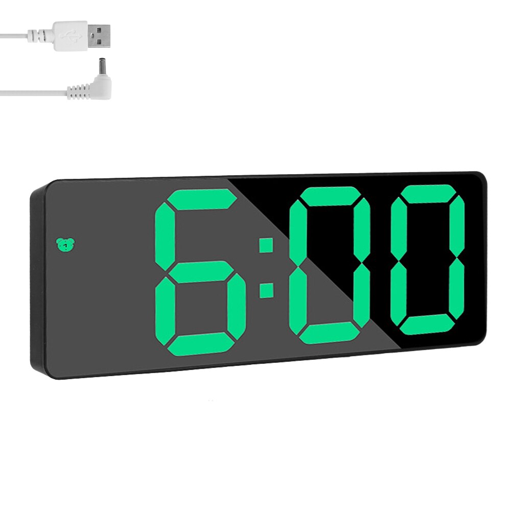 Digital Alarm Clock Mirror LED Clock Night Lights Digital Alarm Snooze Display Time Table Desktop Clock Lamp Home Decor: Default Title