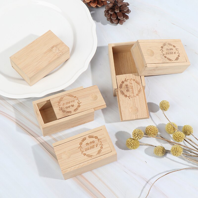 Natural Bamboo Box Organizer Wooden Storage Box Card Packaging Case