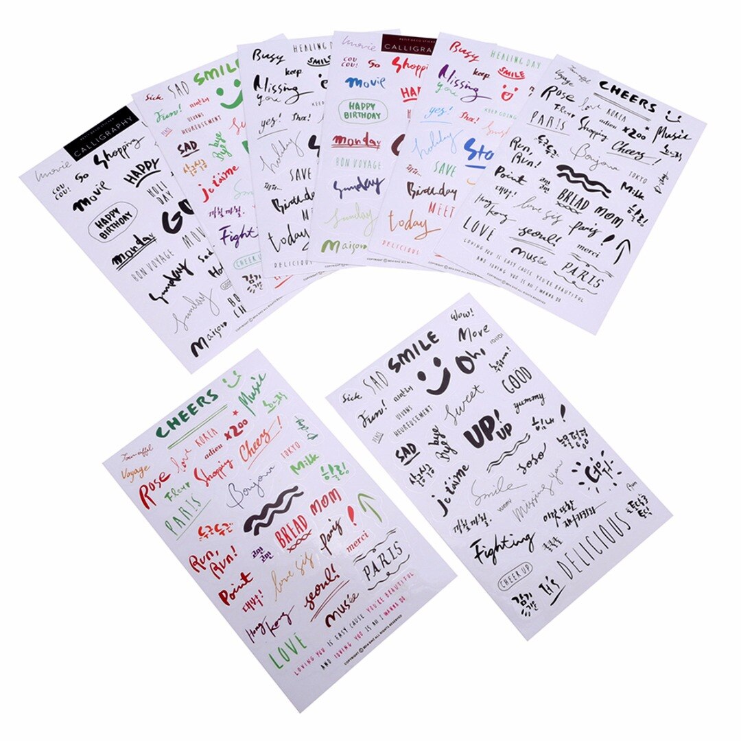 8 Sheets Simple Diary Paper Sticker for Diary Notebook Mobile Phone Journal DIY Ablum Diary Scrapbooking Label Decoration