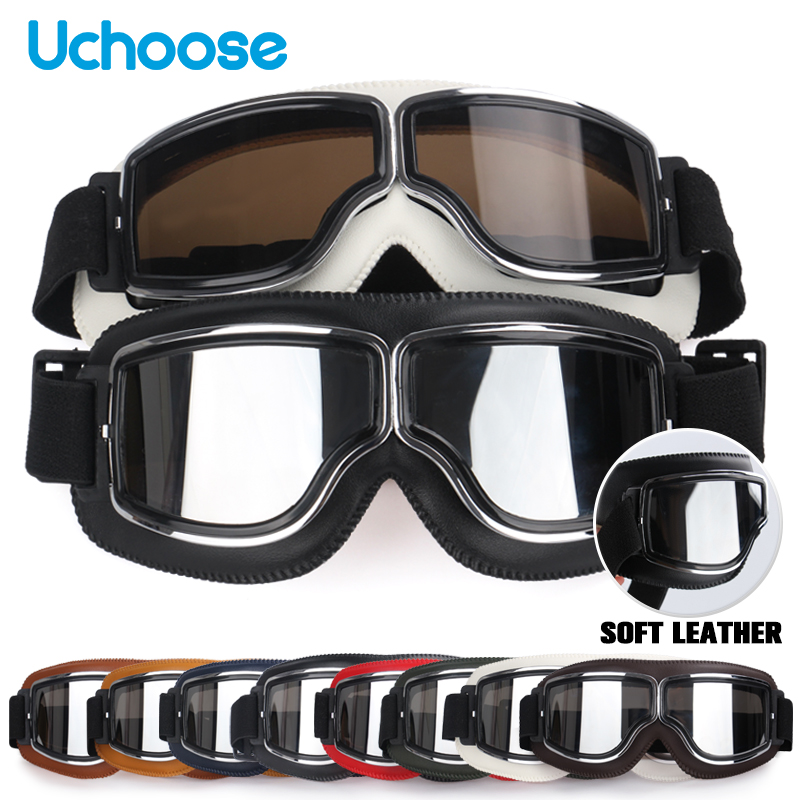 Winddichte motorhelmbril Leer Veiligheid Beschermend Antireflectie Motocross Cross-country Steampunk Glas Verschillende stijlen