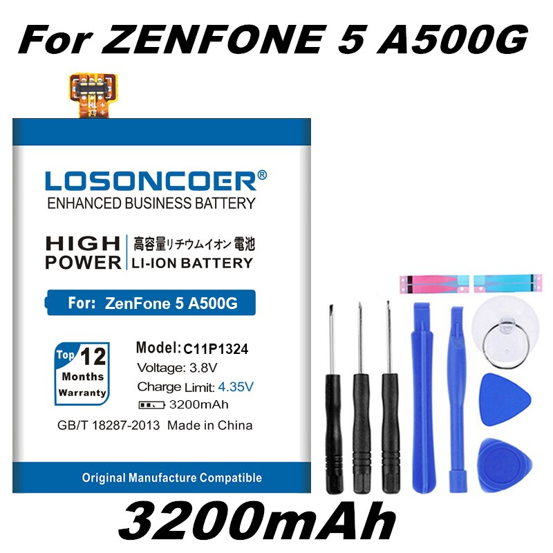LOSONCOER 3200mAh C11P1324 Batterie Verwenden für ASUS ZenFone 5 Batterie A500G Z5 A500 A500CG A501CG A500KL 0B200-00850000 T00F T00J