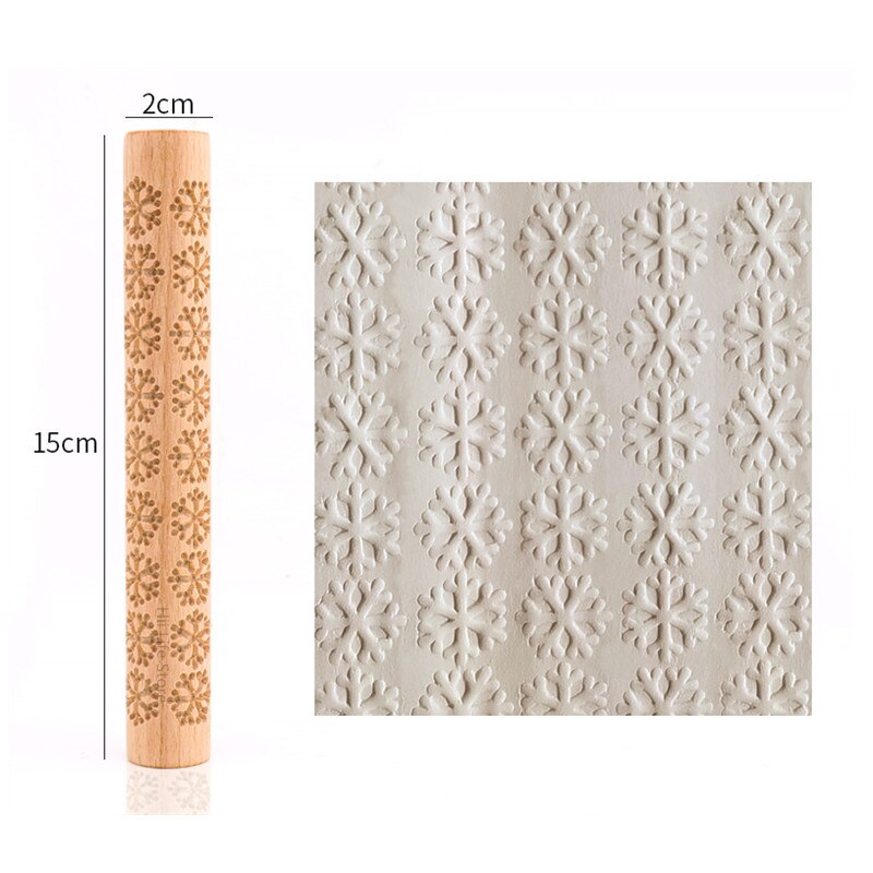 Rodillo de textura de madera para cerámica, herramienta de modelado con relieve de árbol, piedra, patrón de flores, rodillo de barro, escultura de cerámica artesanal: Snowflake