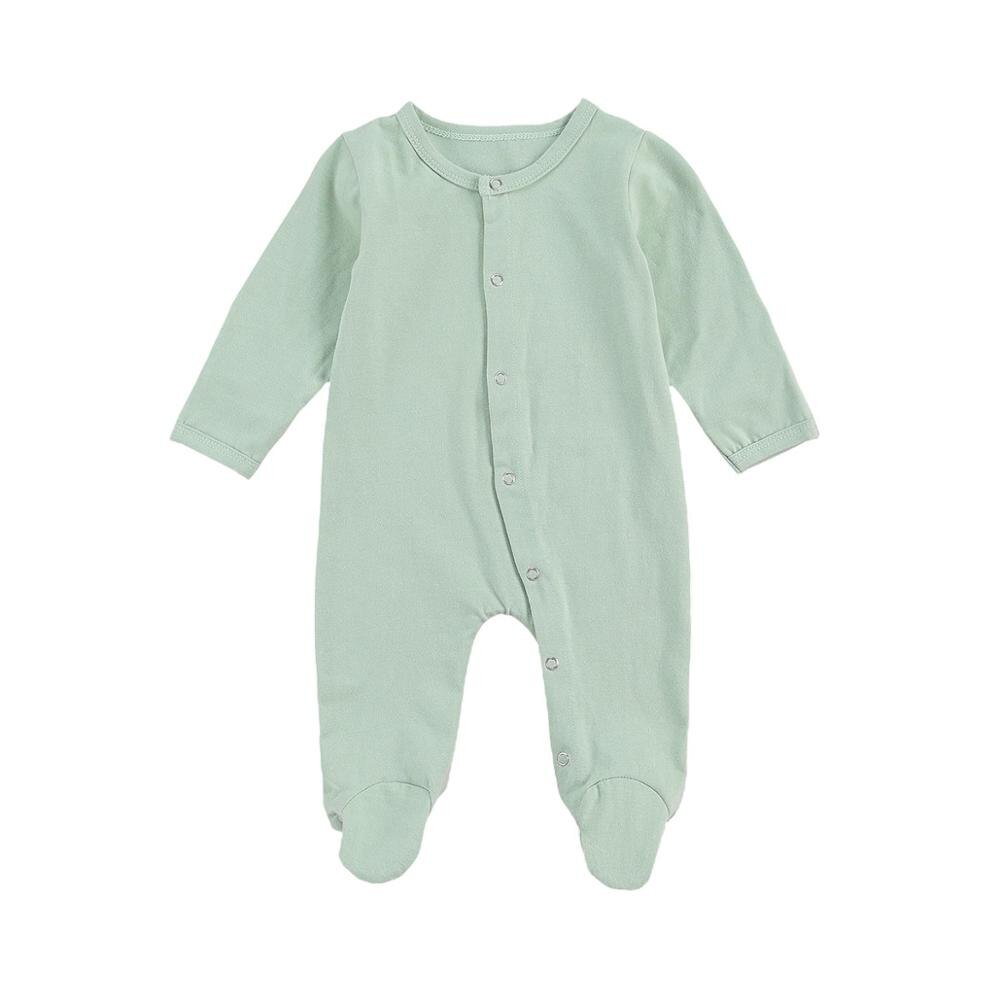 -né bébé garçon fille enveloppement pied barboteuse doux coton vêtements couleur unie à manches longues automne combinaison vêtements de nuit: B / 3M