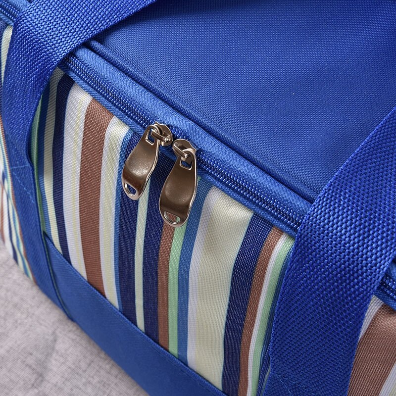 Große Kühltasche Blau abgezogen Thermische Taschen Eis Kasten Tragbare Picknick Eis Pack essen Trinken Isolierte Taschen Aluminium Folie Picknick tasche