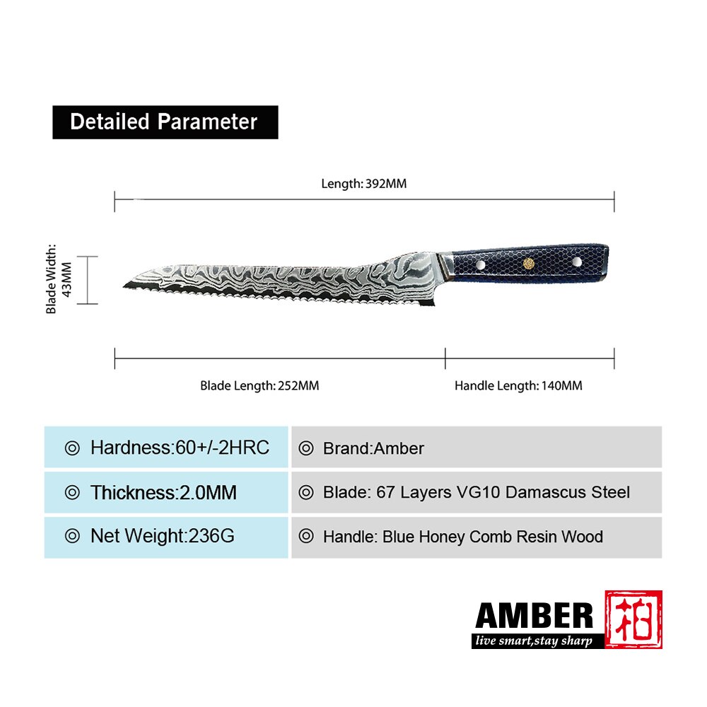 AMBER AUS10V Core Croco Pattern Knife With 2 Tones Blue Honey Comb Resin Chef Cleaver Kiritsuke Nakiri Santoku Ultral Sharp Cook