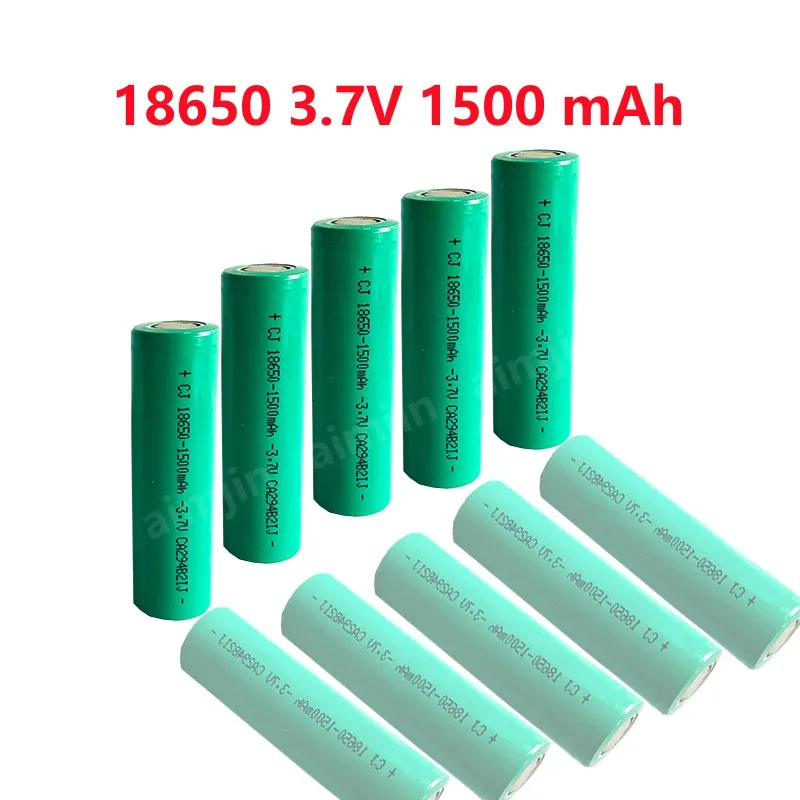 Batería recargable de iones de litio de alta capacidad, 18650, 3,7 V, 1500mAh, para linterna, lámpara de cabeza, walkie-talkie