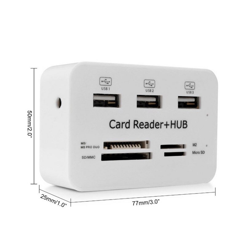 Multi USB Hub USB 2.0 séparateur haute vitesse avec lecteur de carte USB 480Mbps Combo pour MS/M2/SD/MMC/TF, accessoires d&#39;ordinateur