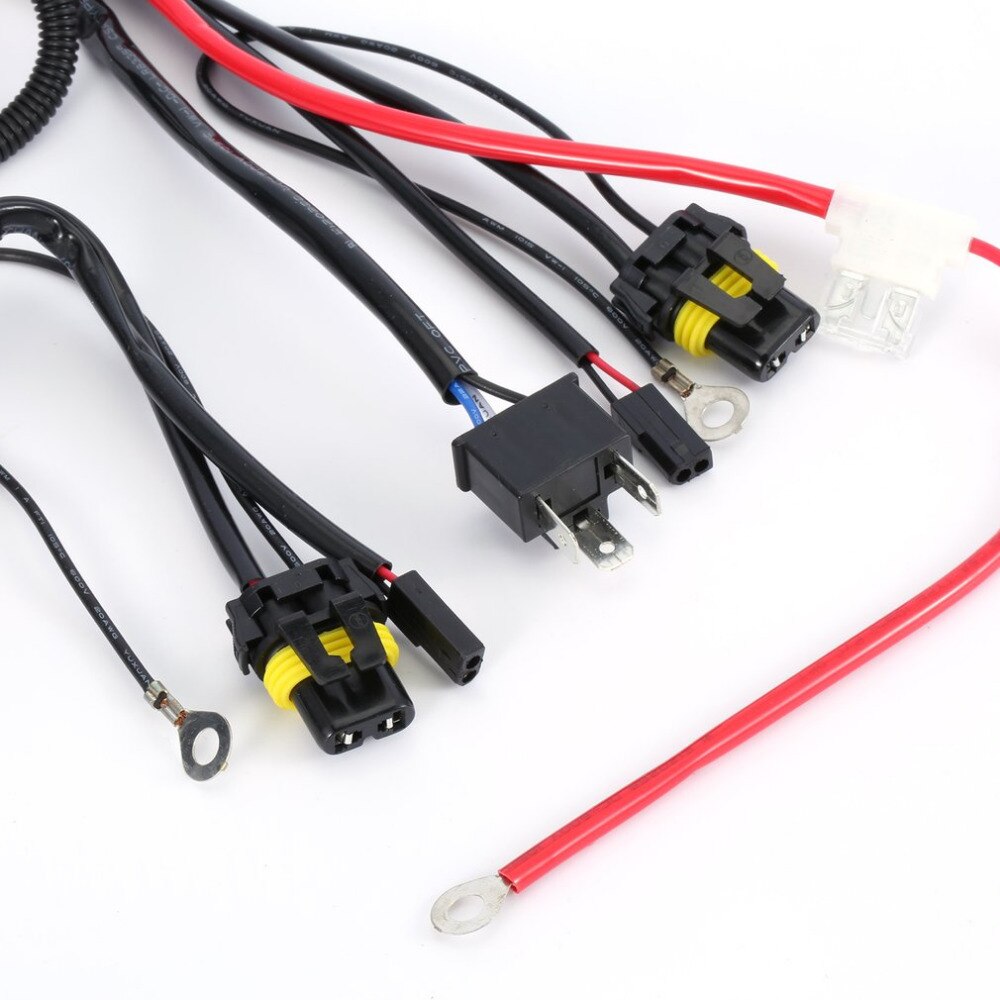 Universal 35W 12V Xenon Headlight Wiring Harness Hi/Lo HID Battery Relay Wire Controllor Harness Cable for Car Auto Headlamp