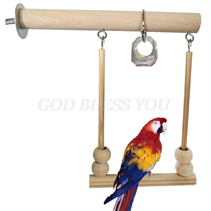 Bird Swing Wooden Parrot Perch Stand Playstand with Chewing Beads Cage Sleeping Stand Play Toys for Budgies Conure