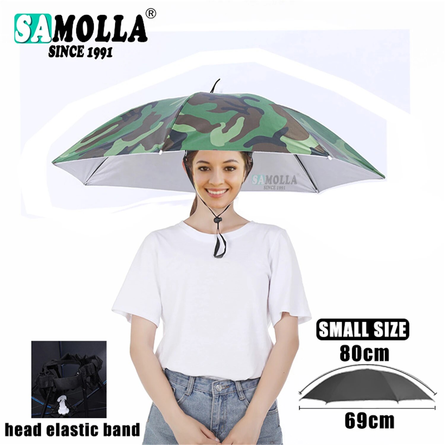 Paraguas de lluvia, sombrero plegable, parasol impermeable, gorro de pesca, sombreros para la cabeza de playa, protección solar UV de doble capa: Naranja