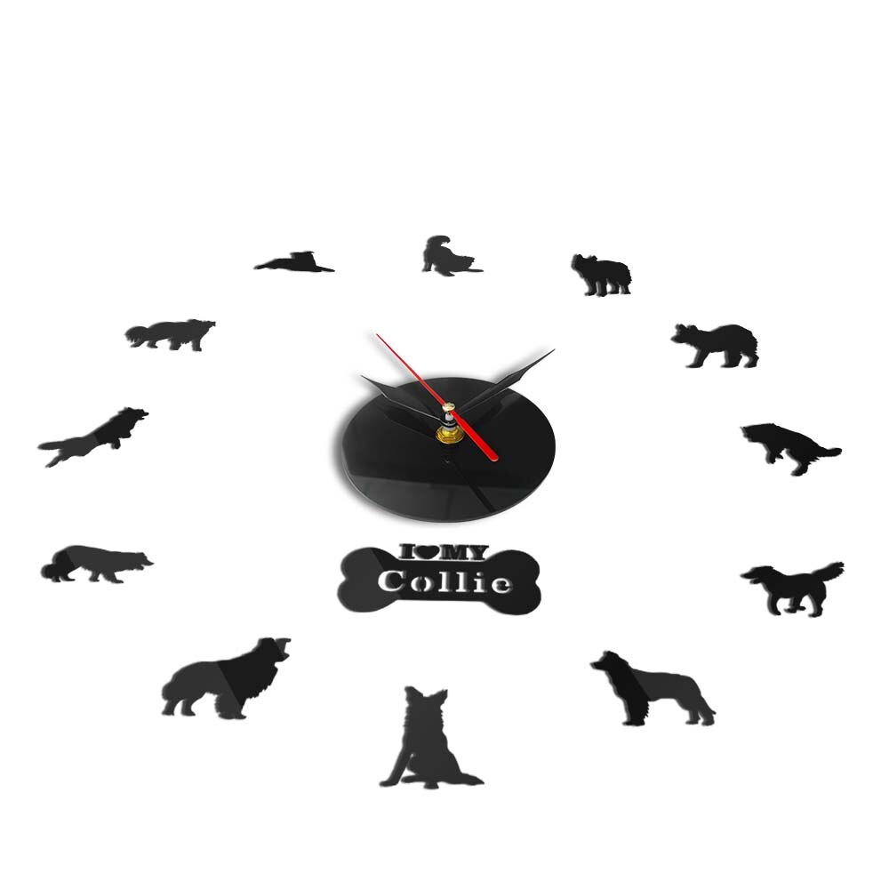 Grenze Schottischen Schäferhund Hund Schäfer Collie Selbst Klebe DIY 3D Wanduhr Kunst Schottischen Wohnheim Zimmer Dekor Mann Chef