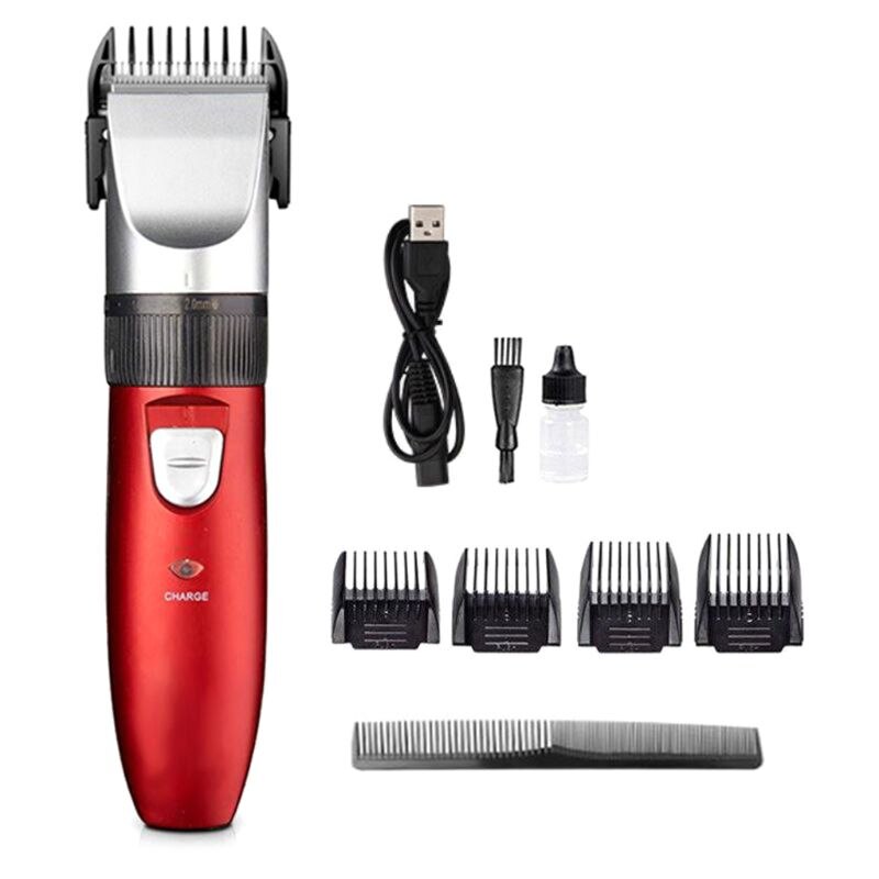 Hårklippare herrtrimmer sax frisör cape kam grooming kit barberare usb laddning sladdlös frisyr klippning: Ra
