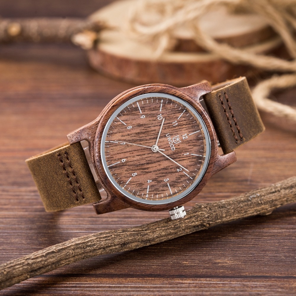 Herenhorloges topmerk luxe dameshorloge houten polshorloges leren of houten band relogio masculino