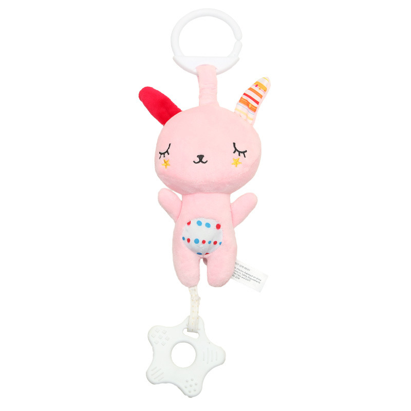 Babyspeelgoed dieren pluche baby muziek rammelaars mobiel speelgoed bel voor peuters hangende kinderwagen bed pasgeboren speelgoed 0-12 maanden: Swj 003- roze konijn