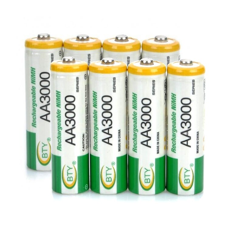 Nueva 4 Unids Bty Ni-Mh 1.2 V Aa Bateria Recargable 3000 Mah 2A Baterias Bateria Para Camara Led Zaklamp Lantaarn speciale Batterij