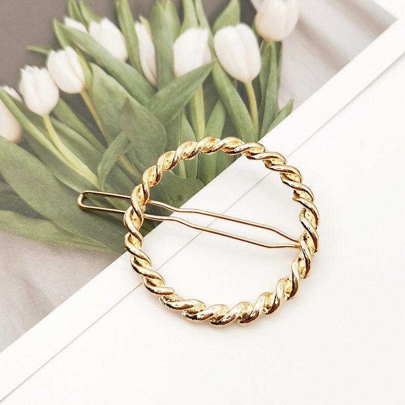 Weven geometrische driehoek haarspeld speld metaallegering cirkel haarspeld haarspeld meisjes vrouw haaraccessoires hoofddeksels