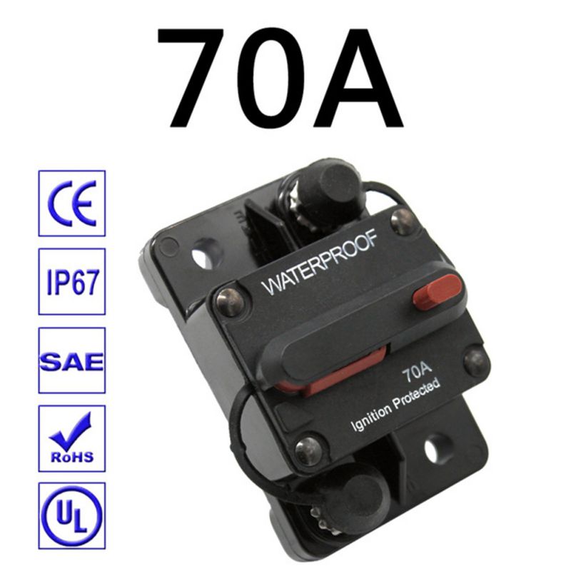 30A 40A 50A 60A 70A 80A 100A 120A 150A 200A 250A 300A Amp Circuit Breaker Zekering Reset 12-48V Dc Auto Boot Auto Waterdicht: 70A