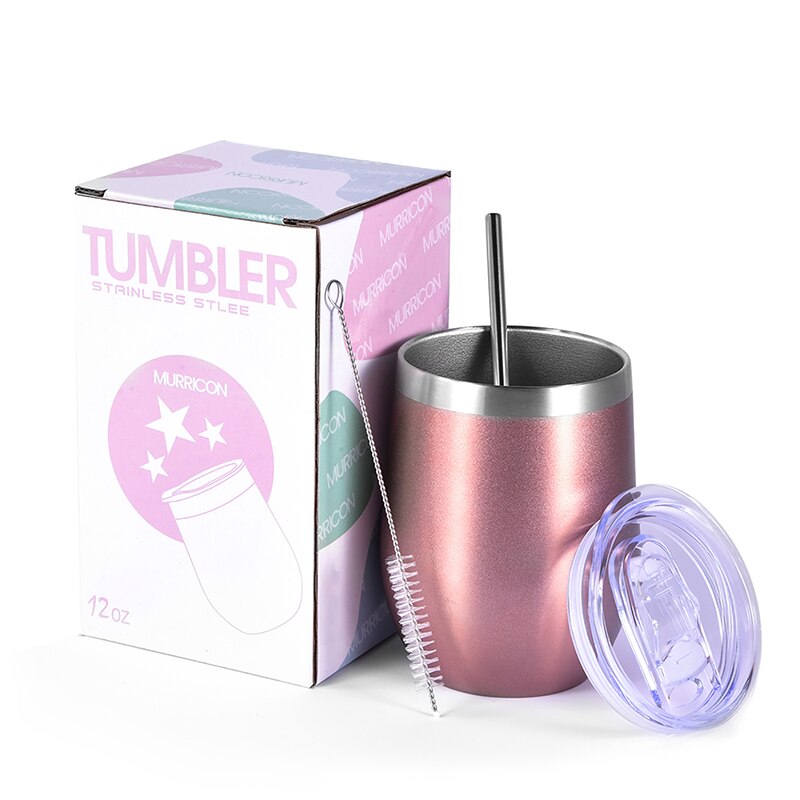 MURRICON Bicchiere con manico e cannuccia, riutilizzabile, con coperchio, in acciaio inox, isolante, da viaggio, per caffè e bevande (avocado