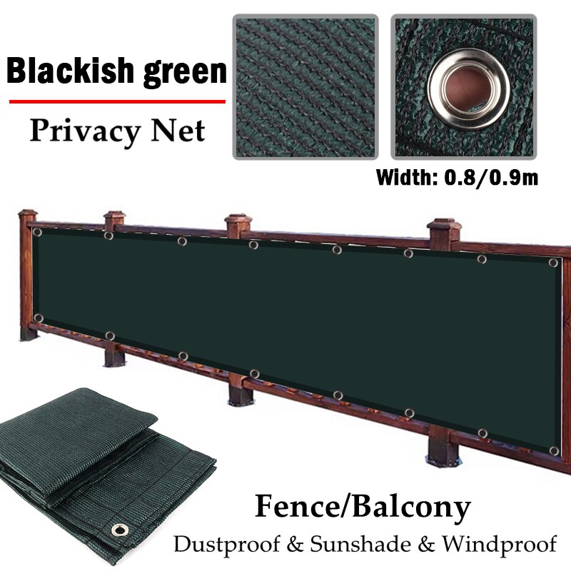 Width 0.8M/0.9M Blackish-Green Balcony Shading Net Fence Privacy Screen Garden Pergolas Shelter Cover Swimming Pool Awning